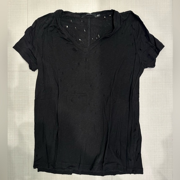 J Brand Black Distressed Tee - Picture 1 of 1